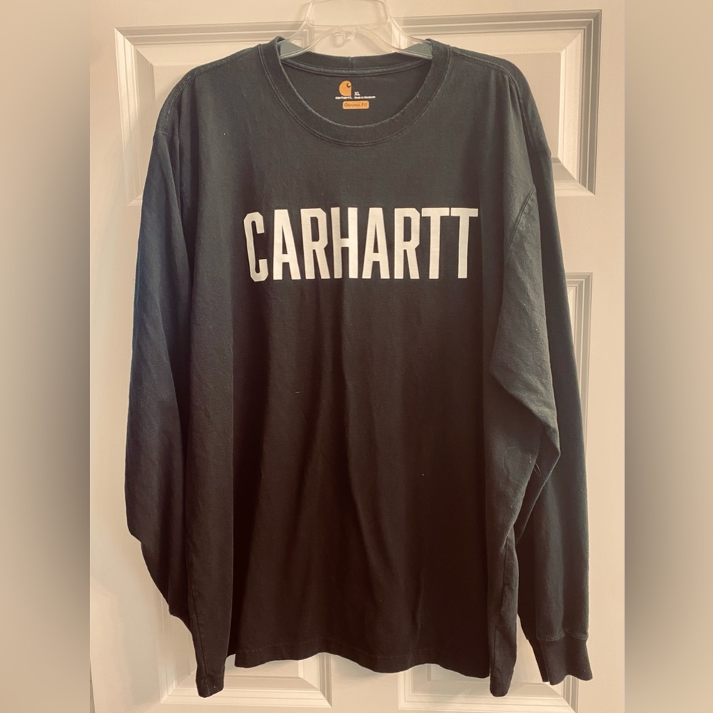 CARHARTT Men’s Simple Black and white logo Long Sleeve T-shirt. SZ-XL